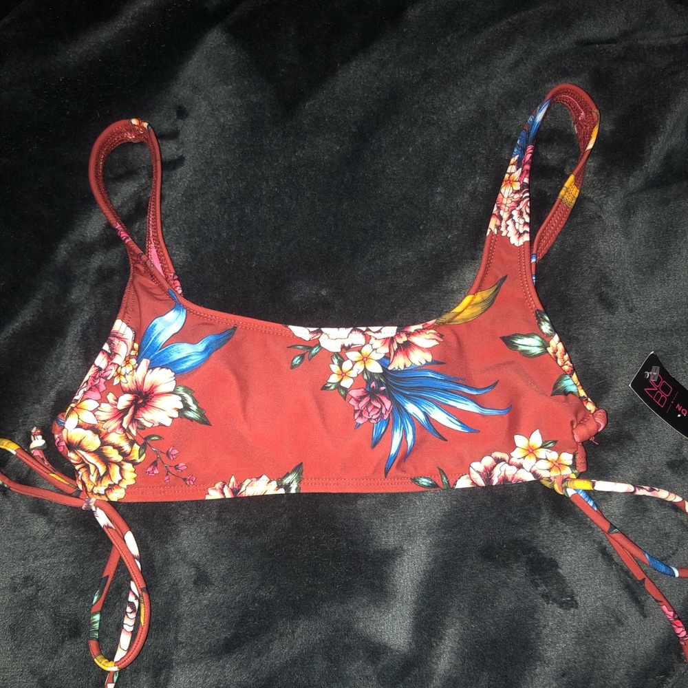 Dark orange floral bathing suit top